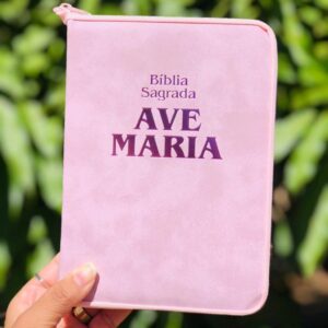 Bíblia Ave Maria com Zíper - Média Rosa